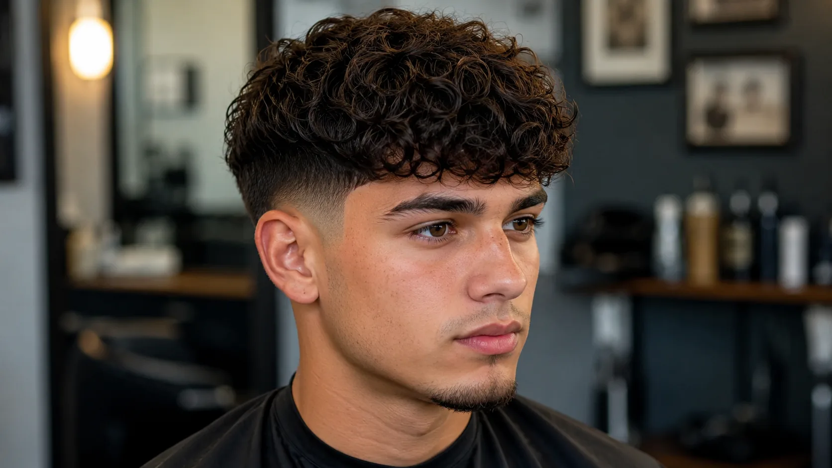 Curly Edgar haircut with textured curls and tapered sides