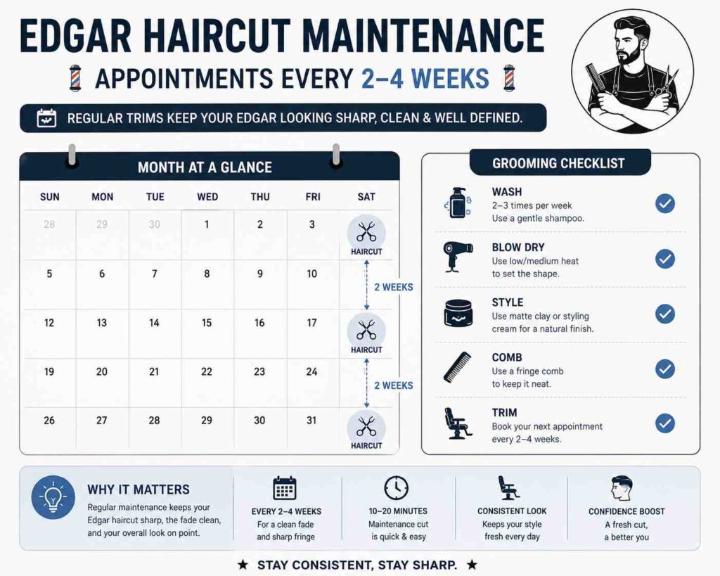 Edgar haircut maintenance calendar
