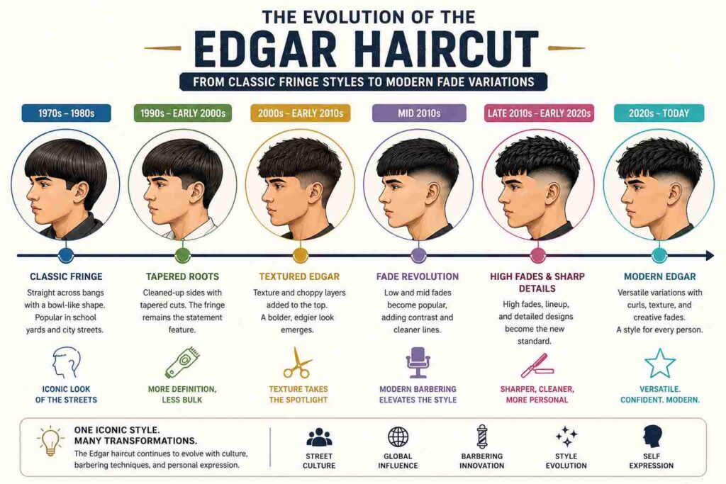 Evolution of the Edgar haircut through modern barbering trends