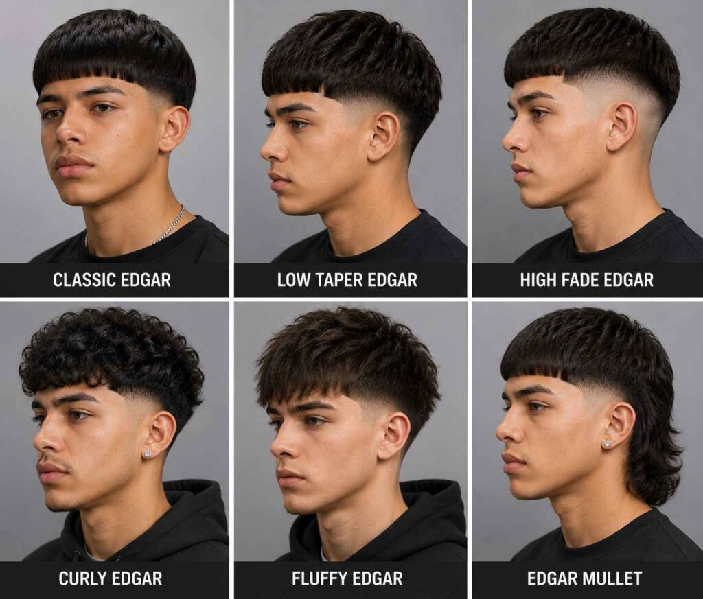 Comparison of six popular Edgar haircut styles
