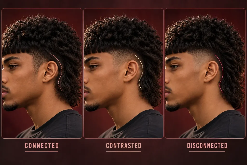 Connected contrasted and disconnected Edgar Mullet side-to-back transitions