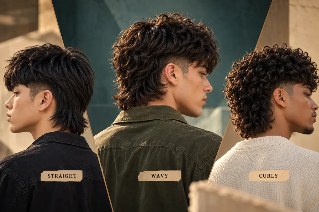 Straight wavy and curly hair changing the Edgar Mullet rear silhouette