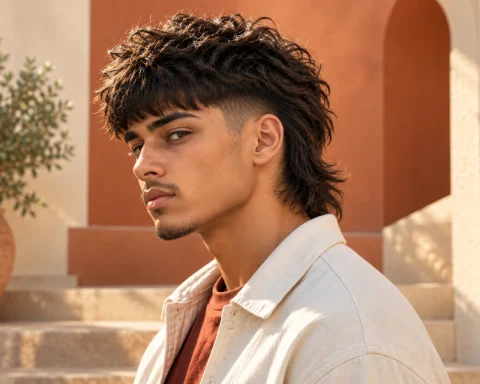 Modern Edgar Mullet haircut with textured fringe and longer back