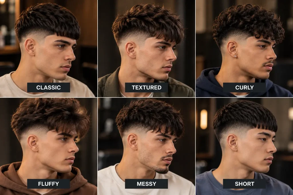 Classic textured curly fluffy messy and short High Taper Edgar styles