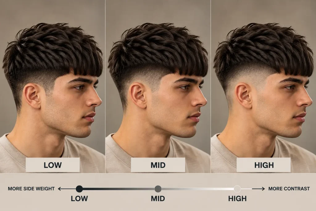 Low Mid and High Taper Edgar comparison showing increasing transition height