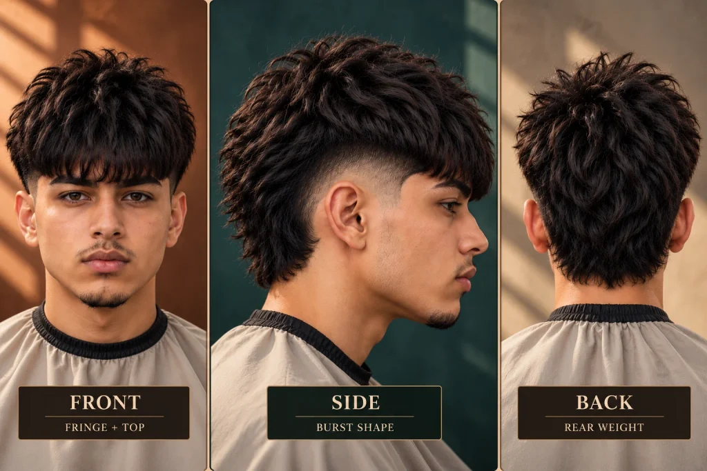 Burst Fade Edgar barber reference showing front side and back views