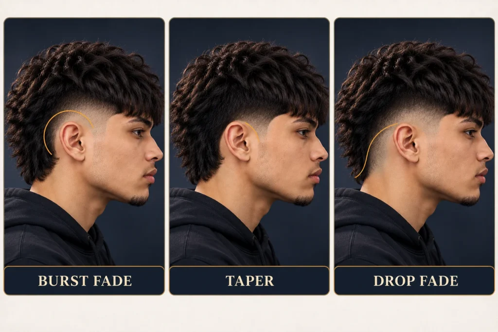Burst fade taper and drop fade compared on Edgar haircuts