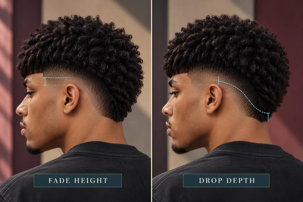 Drop fade diagram showing difference between fade starting height and drop depth